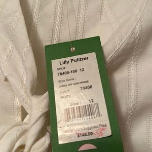 Brand New Lilly Pulitzer White 100% Cotton sleeveless top